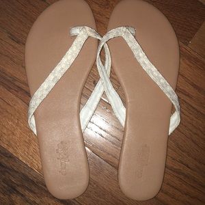 Never won before white flip flops